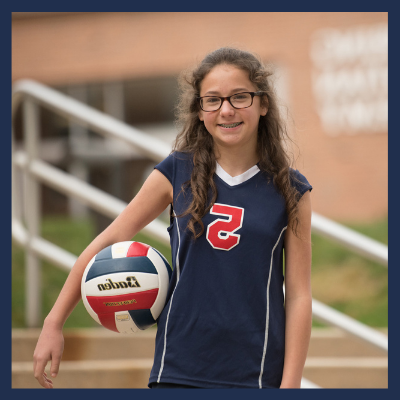 Christian middle school student volleyball athlete